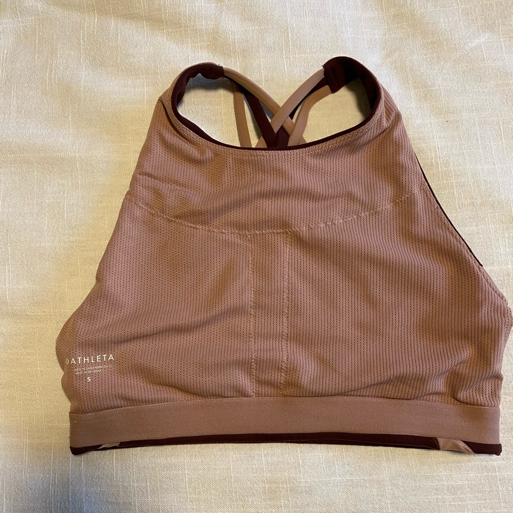 Athleta Hyper Focused Chroma Sports Bra in Maroon/Blush - Picture 5 of 7
